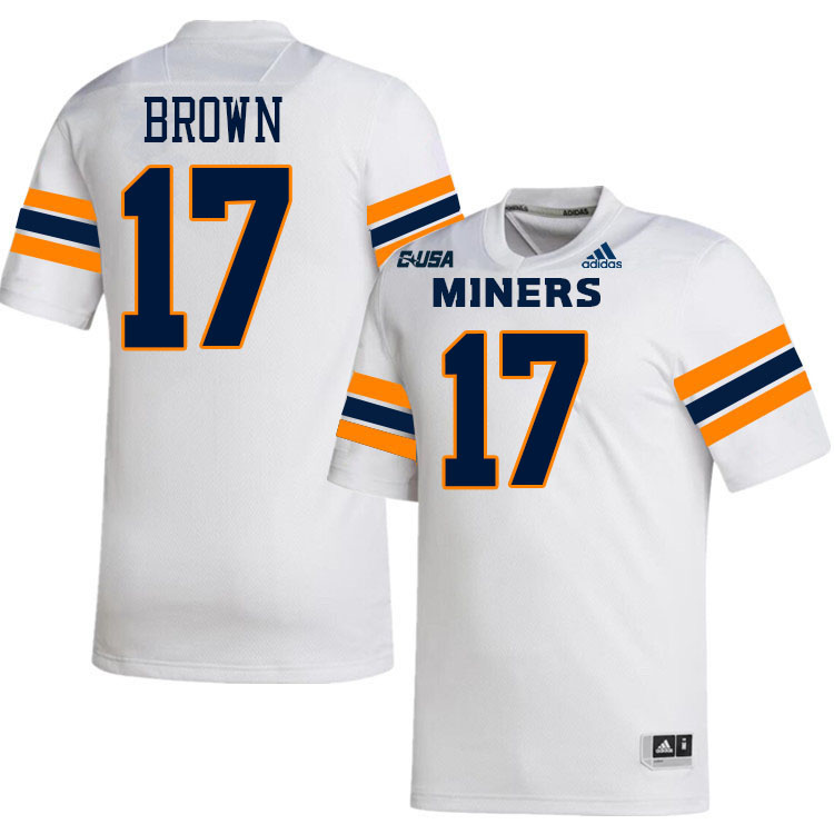 #17 Jaylan Brown UTEP Jersey,UTEP Miners College Football Jersey,Uniforms-White